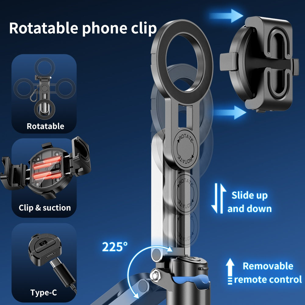 Magneettinen Selfiekeppi sisäänrakennetuilla kauko-ohjaustoiminnoilla, pidennettävä puhelinteline yhteensopiva MagSafe, selfiekeppi/jalusta
