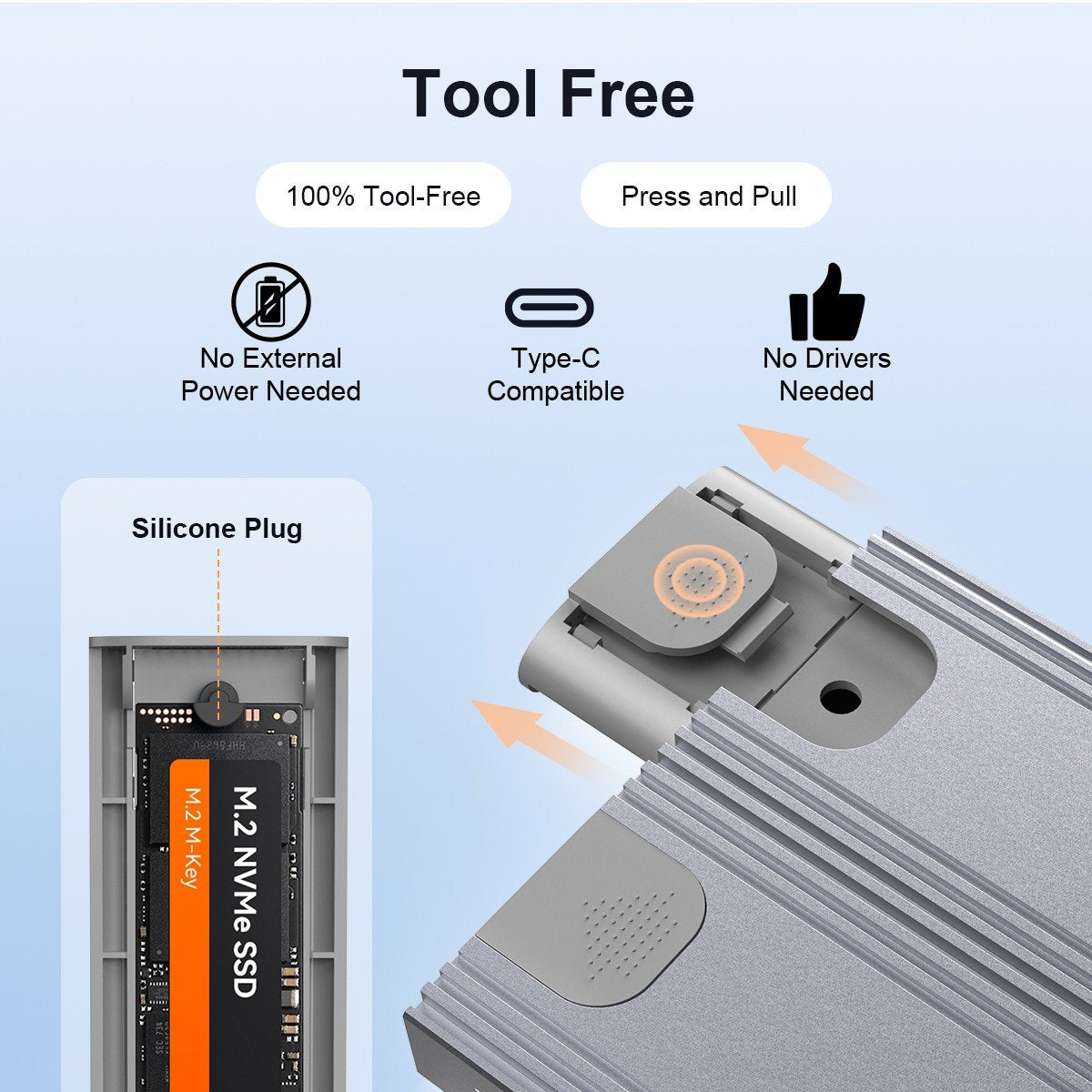 Maiwo Dual Disk NVMe SSD -kotelo USB-C 3.1 GEN2 10 Gbps