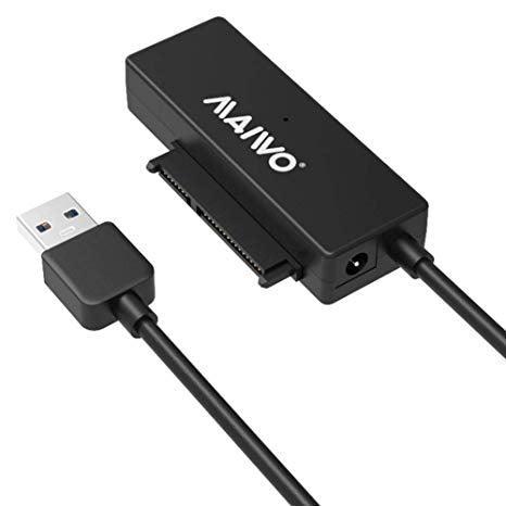 Maiwo K10435 5 Gb/s USB3.1–2,5” ja 3,5” kiintolevy SSD 12,5 mm SATA III -sovitin 10 cm:n USB A -kaapeli, 14 Tt