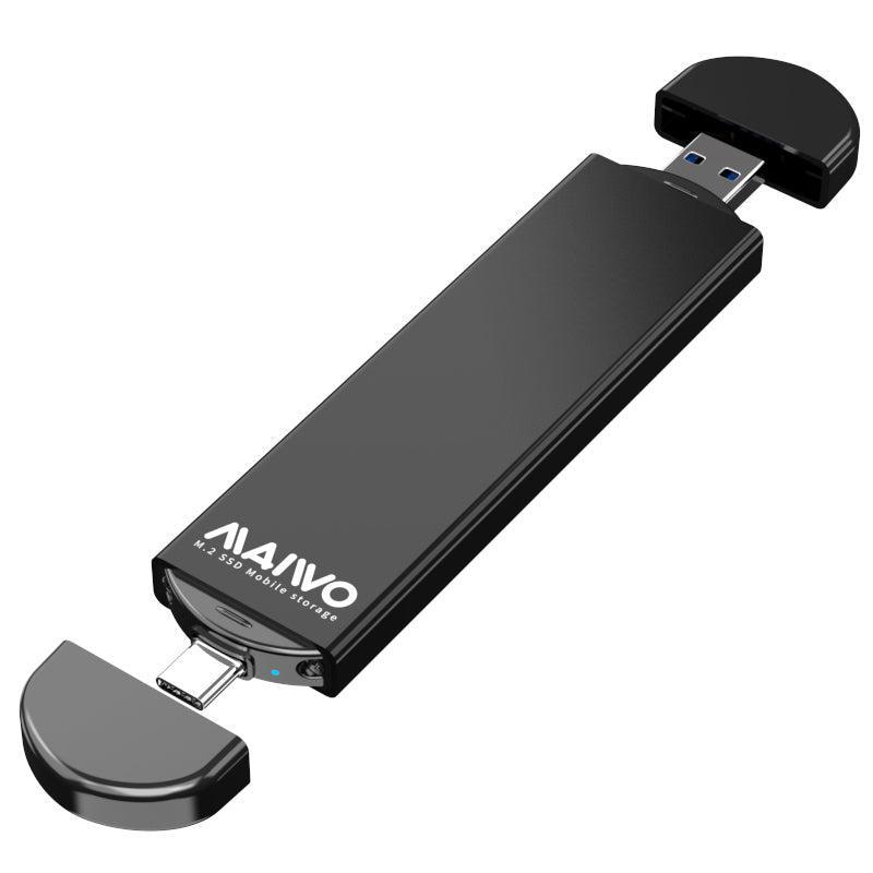 Maiwo K1683L ulkoinen kaappi M.2 SATA SSD–USB A ja USB C, 5 Gb/s, B-Key ja B&amp;M-Key, UASP 2280 2260 2242 2230, alumiinia