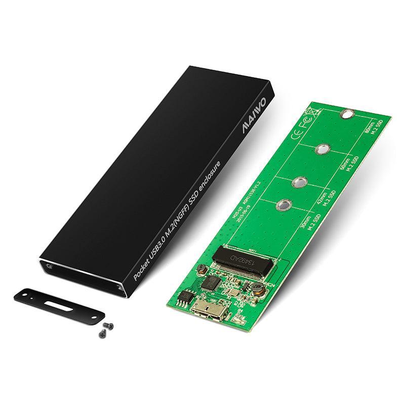 Maiwo K16N M.2 SATA SSD, USB 3.1 GEN1 5 Gb/s ulkoinen tallennuskehikko, 2230-2242-2260-2280 NGFF B-Key ja B M-Key, alumiinia