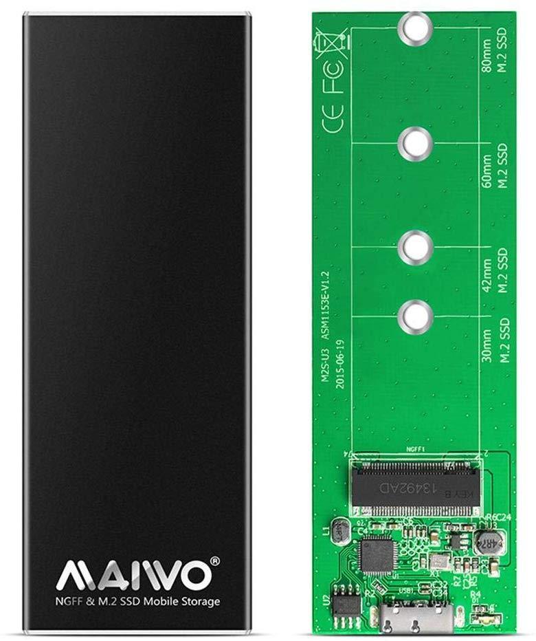 Maiwo K16N M.2 SATA SSD, USB 3.1 GEN1 5 Gb/s ulkoinen tallennuskehikko, 2230-2242-2260-2280 NGFF B-Key ja B M-Key, alumiinia