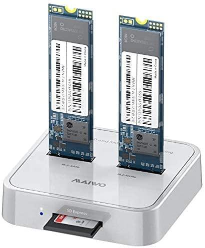 Maiwo K3016SD telakointiasema sekä SATA että NVMe M.2 SSD, USB3.1 Gen 2, 10 Gb/s, SD Express -kortinlukijalla