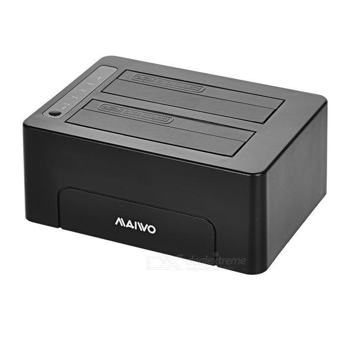 Maiwo K3082 USB 3.1 GEN 1 5 Gb/s telakointiasema 2 kpl 2,5–3,5 SATA HDD 14 Tt saakka, UASP-tuki, SATAIII 6 Gb/s -tuki kiintolevyn kloonaukselle