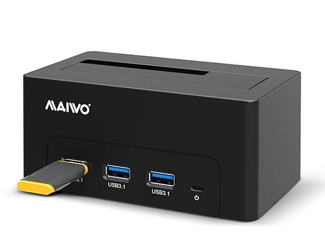 Maiwo K308H USB 3.1 GEN1 5 Gb/s:n telakointiasema 1 kpl 2,5–3,5 SATA-kiintolevylle ja SSD:lle 14 Tt saakka, UASP 3x USB3.1 -keskittimen tuki