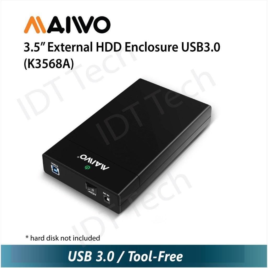 Maiwo K3568A USB 3.1 GEN1 5 Gb/s:n ulkoinen tallennuskehikko 1 kpl 3,5” SATA-kiintolevylle 8 Tt:uun saakka, mukana UASP-USB-kaapelin tuki