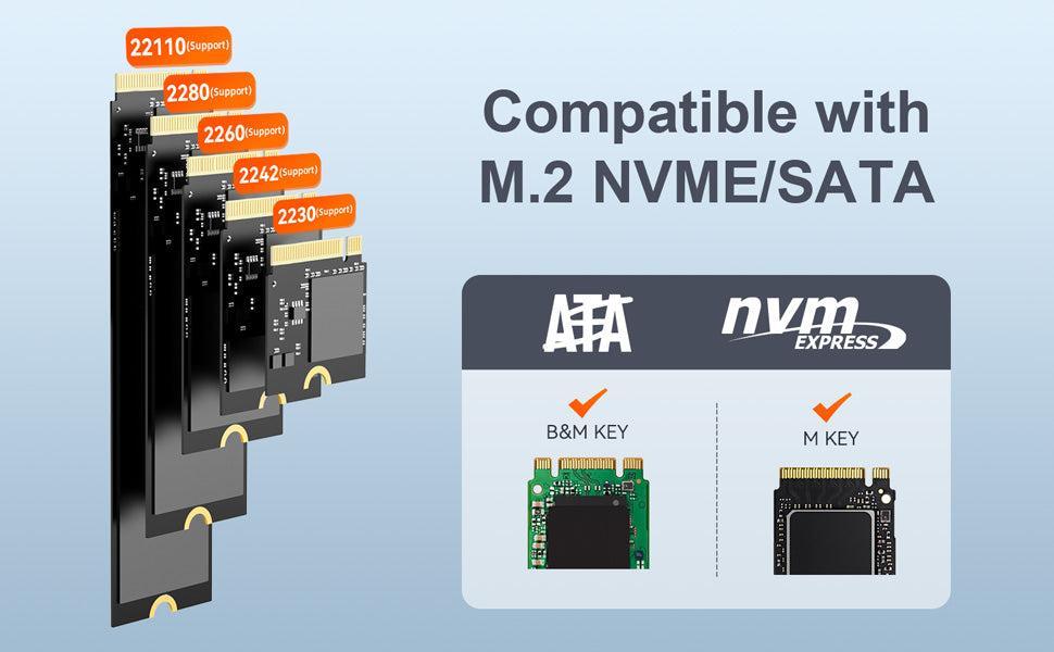 Maiwo USB-C 3.2 -telakointiasema NVMe/SATA M.2 SSD 10Gbps:lle