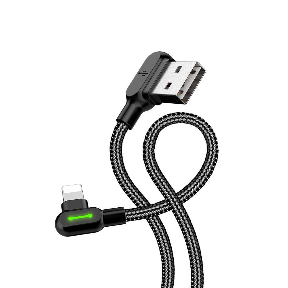 Mcdodo CA-4673 vino Lightning (ei MFI) vinoon USB A -kaapeliin, synkronointiin ja nopeaan lataukseen, LED, musta, 1,8m
