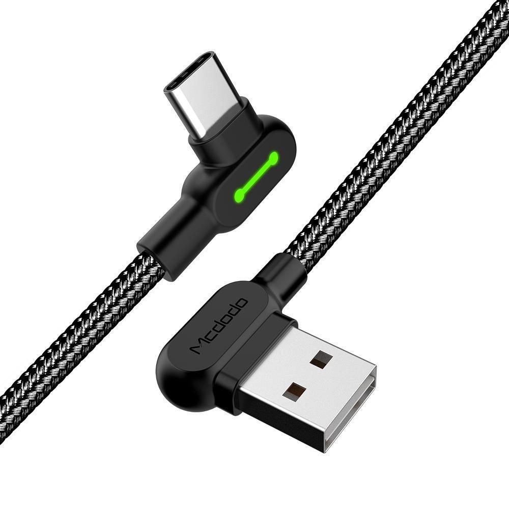 Mcdodo CA-5280 vino USB C vinoon USB A -kaapeliin, synkronointiin ja nopeaan lataukseen, LED, musta, 0,5 m