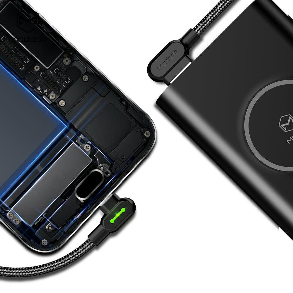 Mcdodo CA-5281 vino USB C–vino USB A -kaapeli, synkronointiin ja nopeaan lataukseen, LED, musta, 1,2 m