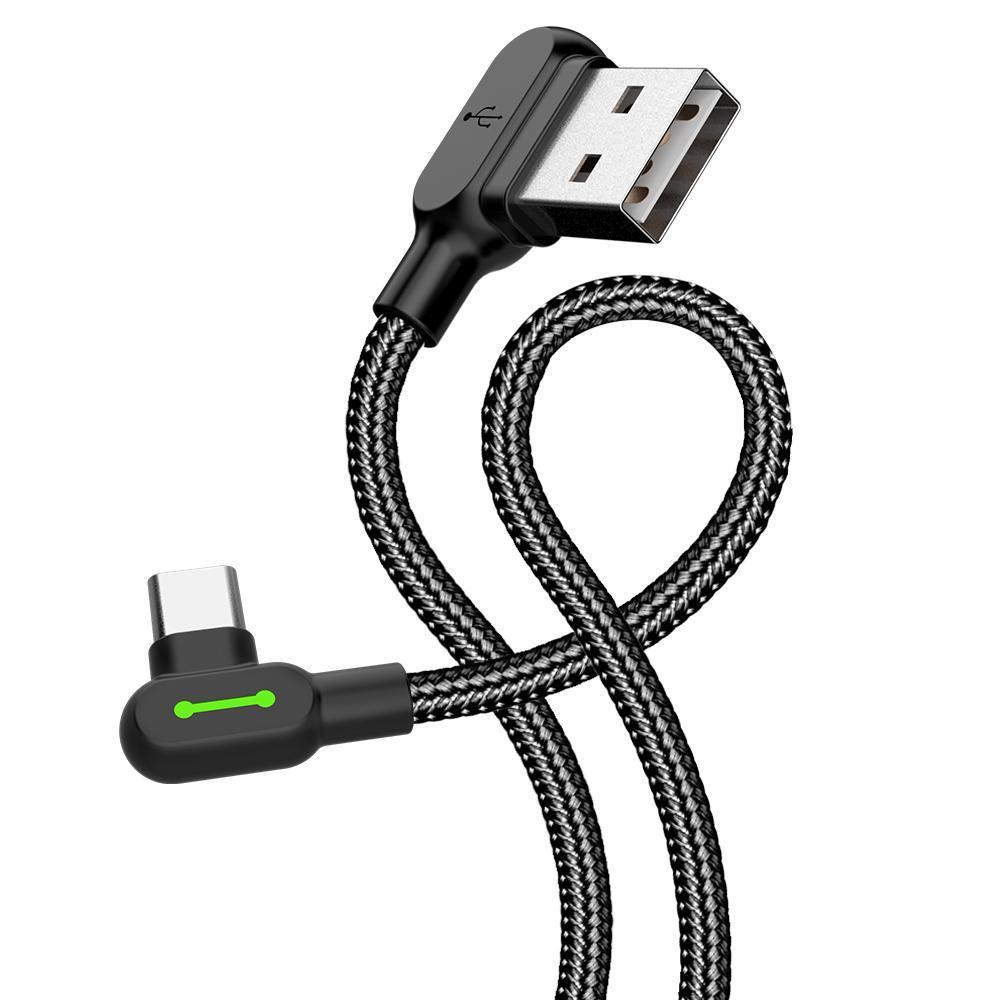 Mcdodo CA-5282 vino USB C–vino USB A -kaapeli, synkronointiin ja nopeaan lataukseen, LEDillä, musta, 1,8 m