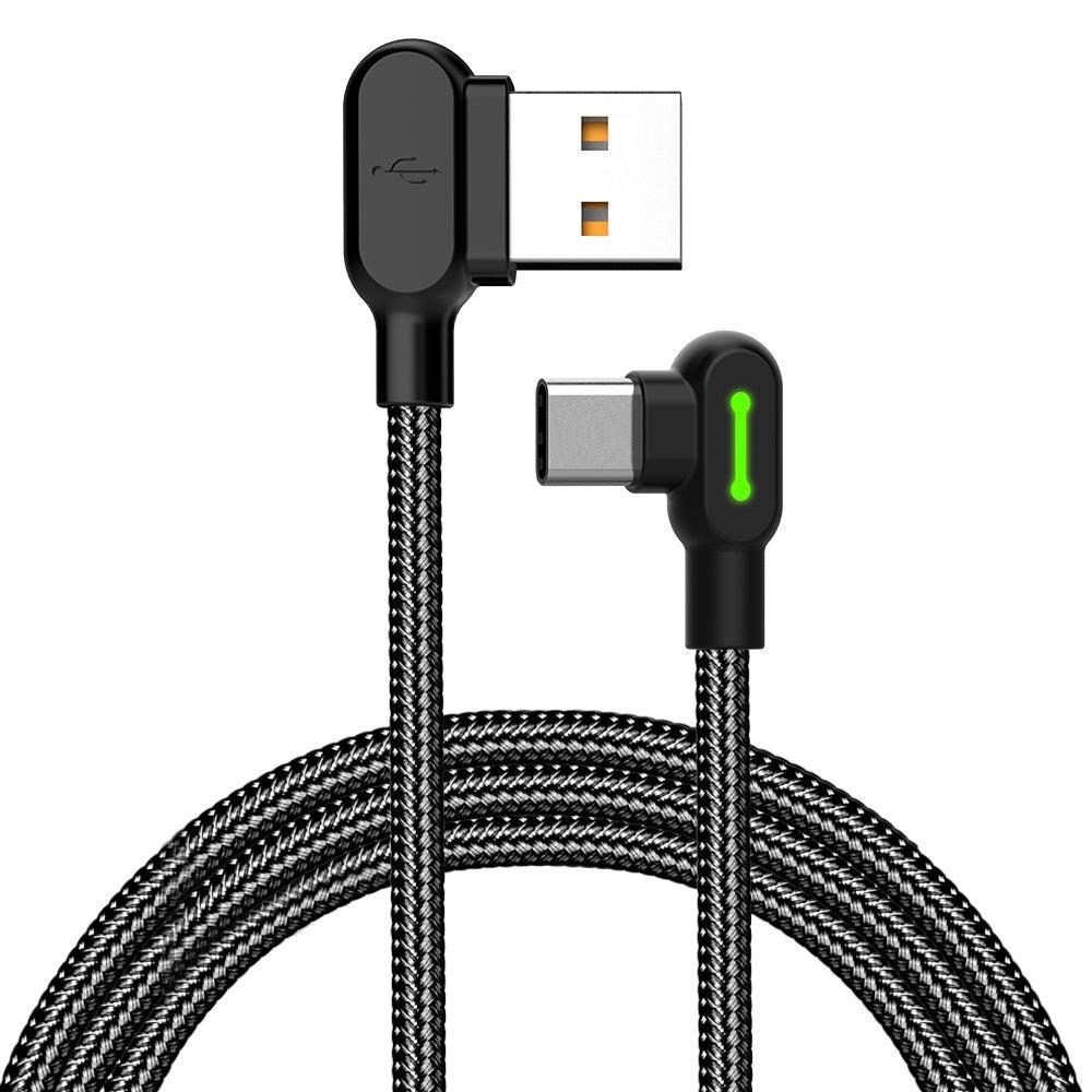 Mcdodo CA-5283 vino USB C–vino USB A -kaapeli, synkronointiin ja nopeaan lataukseen, LEDillä, musta, 3 m