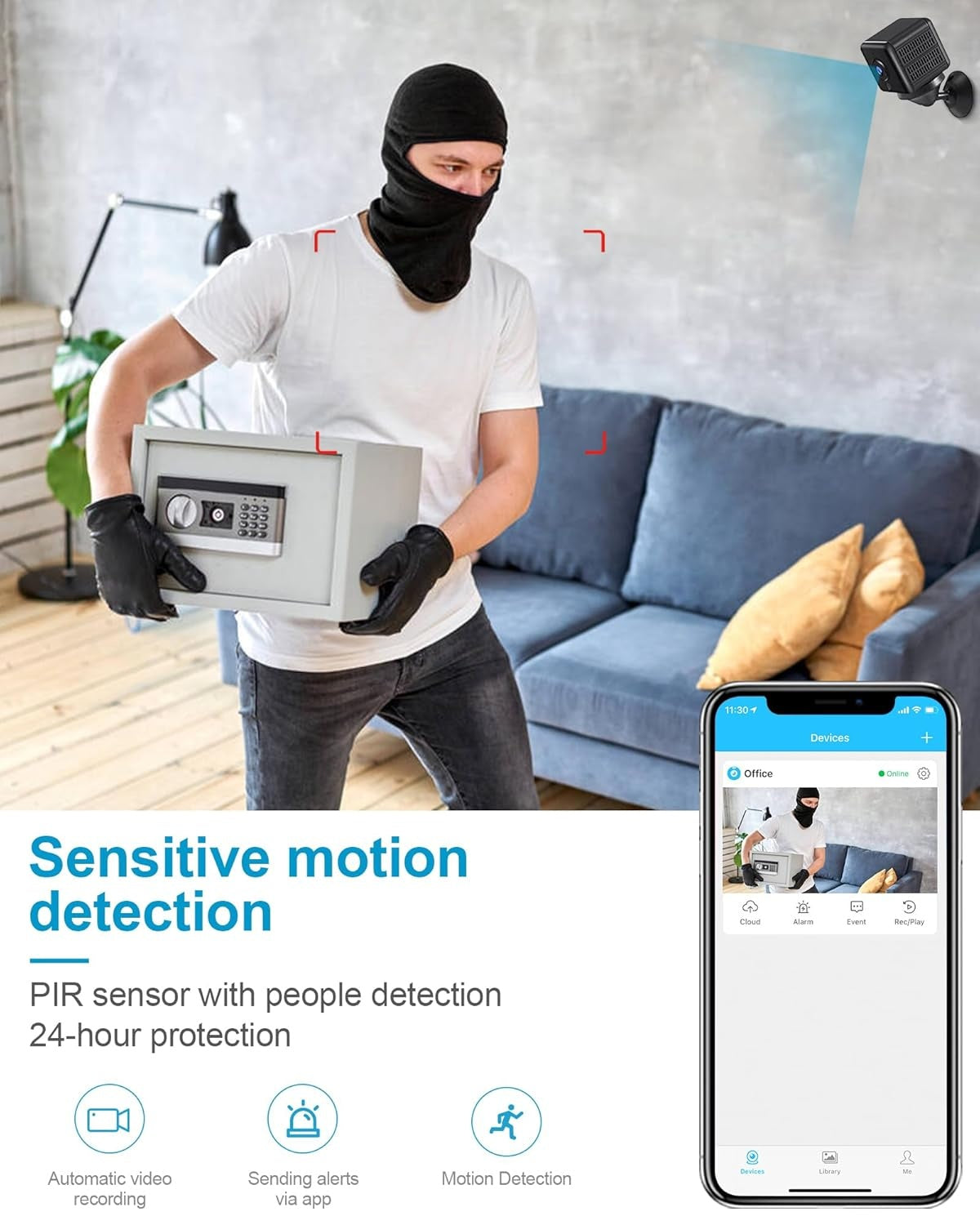 4K HD WiFi Mini-Sisävalvontakamera Live-lähetyksiin, yökuvaus ja liikeilmaisin