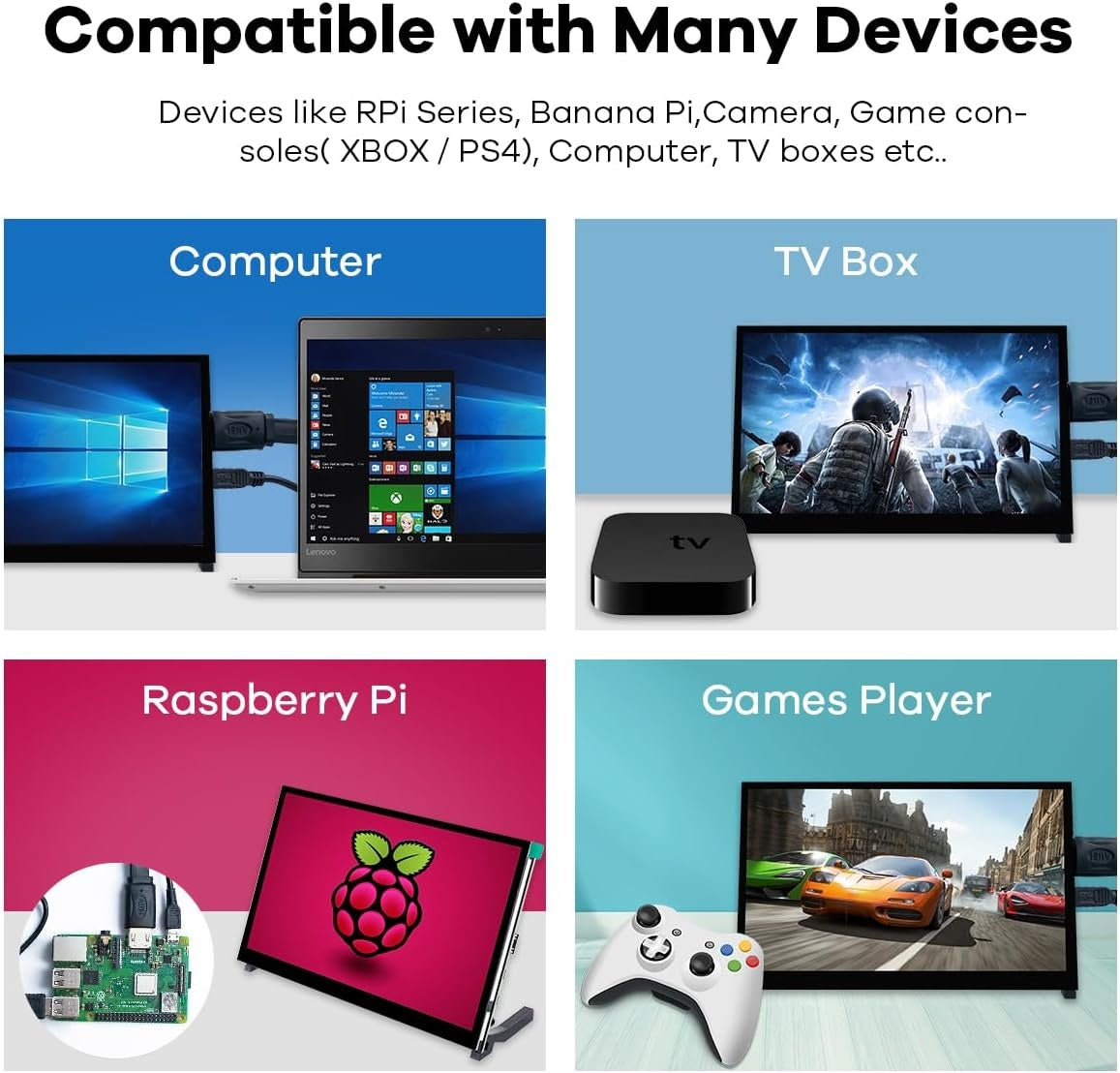 NÖRDIC10.1 Inch IPS LCD Touch Screen Display Panel 1024 x 600 Capacitive Screen HDMI Monitor for Raspberry Pi