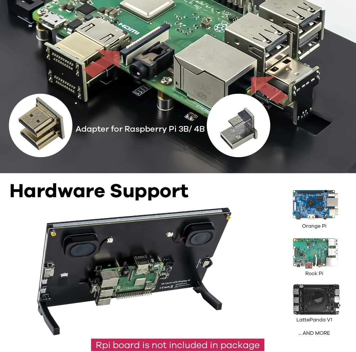 NÖRDIC10.1 Inch IPS LCD Touch Screen Display Panel 1024 x 600 Capacitive Screen HDMI Monitor for Raspberry Pi