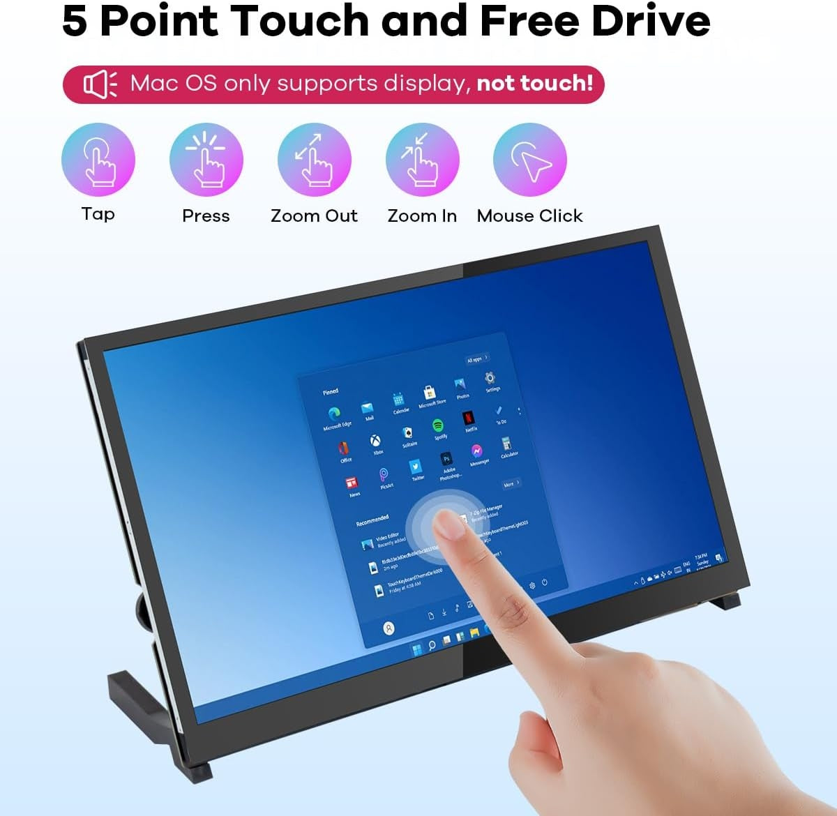 NÖRDIC10.1 Inch IPS LCD Touch Screen Display Panel 1024 x 600 Capacitive Screen HDMI Monitor for Raspberry Pi