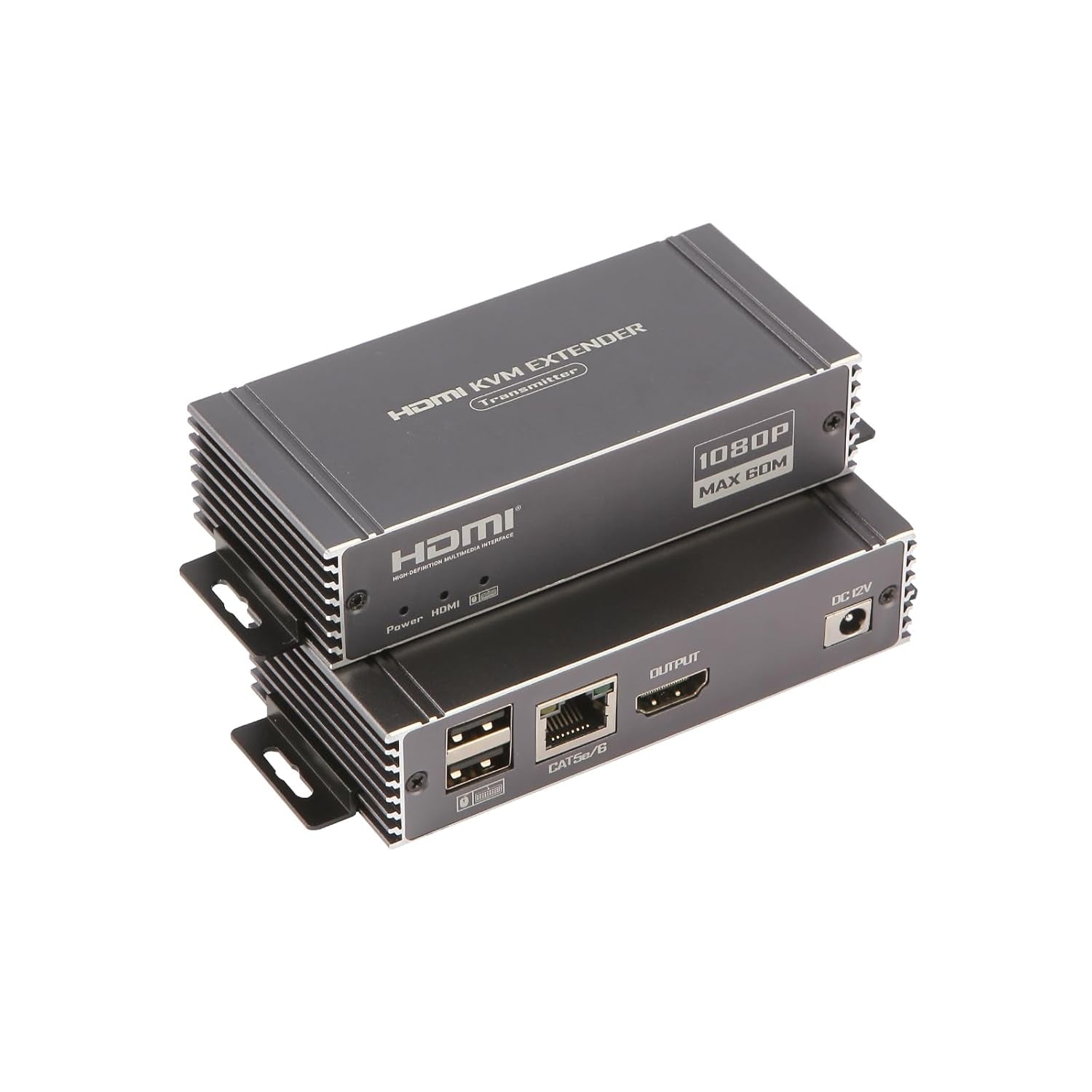 NÖRDIC 1080P 60Hz 65M HDMI KVM Extender USB over Cat5e/Cat6, POC loop-tuella, USB näppäimistölle ja hiirelle PC-/tietokonekäyttöön