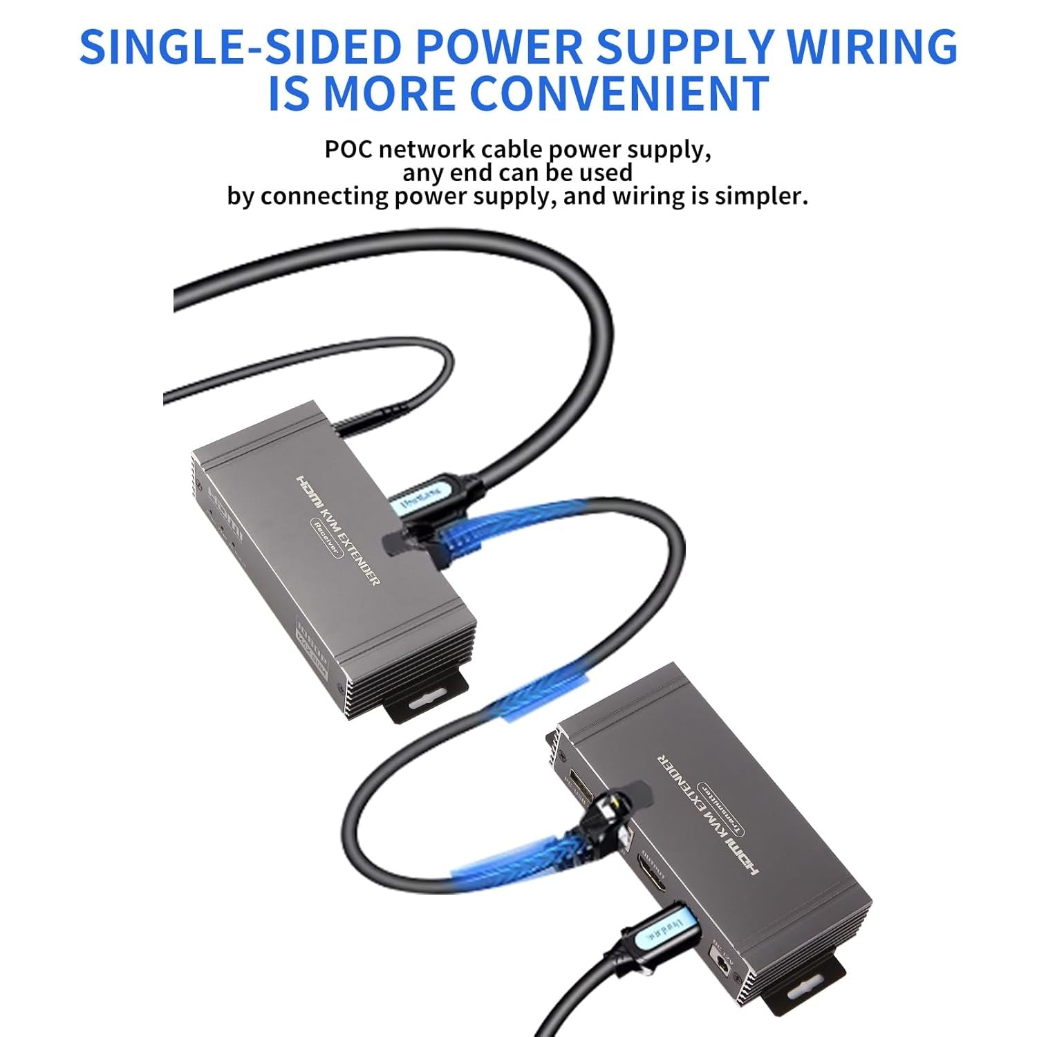 NÖRDIC 1080P 60Hz 65M HDMI KVM Extender USB over Cat5e/Cat6, POC loop-tuella, USB näppäimistölle ja hiirelle PC-/tietokonekäyttöön