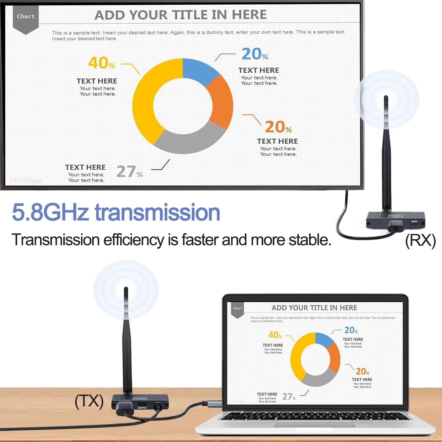 NÖRDIC 1080P Full HD HDMI Langaton 180m Jatkaja TX to RX Loop Out WiFi 5.8G