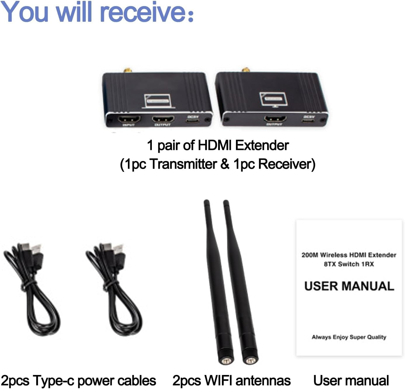 NÖRDIC 1080P Full HD HDMI Langaton 180m Jatkaja TX to RX Loop Out WiFi 5.8G