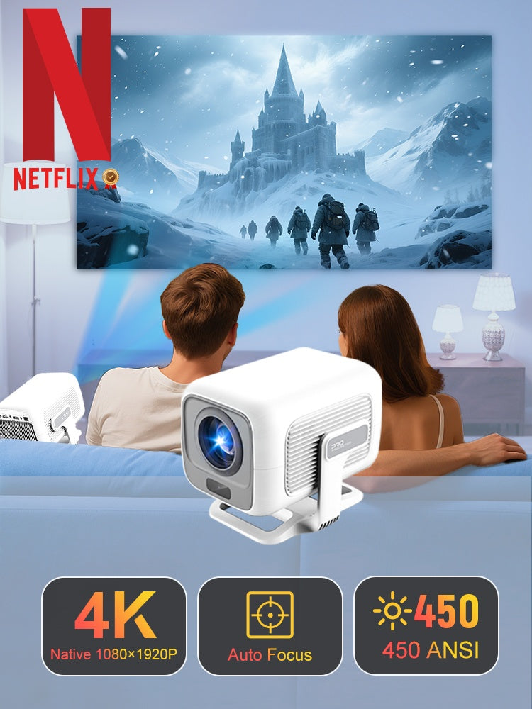 NÖRDIC 1080P Projektori Netflix-sertifioitu 200 ANSI lumen 2.4/5G WiFi 6 tuki iOS/Androidille