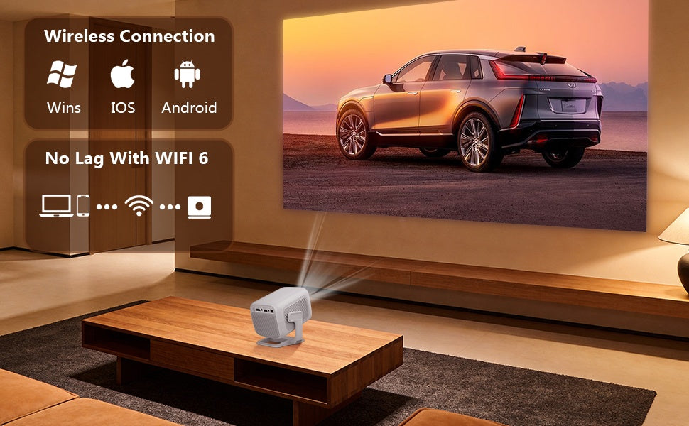 NÖRDIC 1080P Projektori Netflix-sertifioitu 200 ANSI lumen 2.4/5G WiFi 6 tuki iOS/Androidille