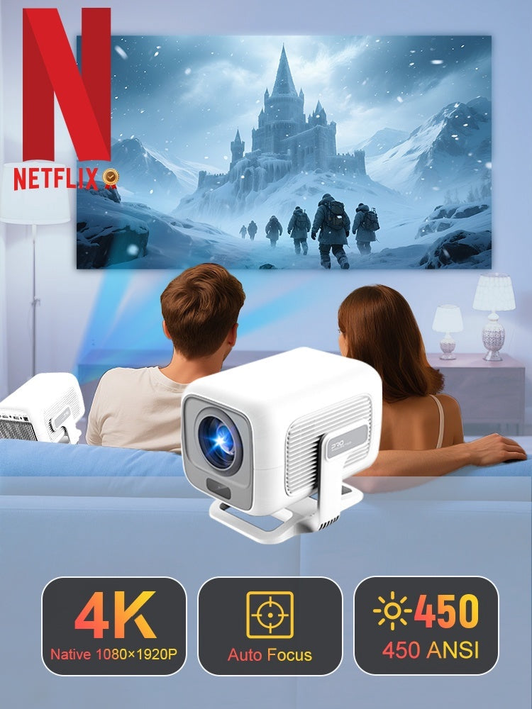 NÖRDIC 1080P Projektori Netflix-sertifioitu 200 ANSI lumen 2.4/5G WiFi 6 tuki iOS/Androidille