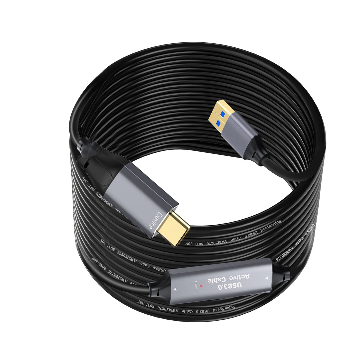 NÖRDIC 10m Aktiivinen USB 3.0 A–C Kaapeli, 5Gbps Super Speed USB-kaapeli Yhteensopiva VR:n, Kameran, Telakointiaseman ja muun kanssa