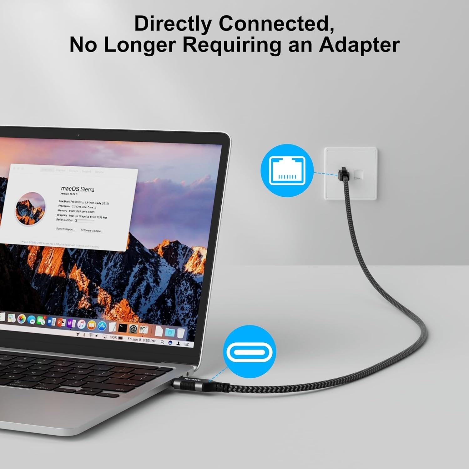 NÖRDIC 10m USB-C 3.1 - RJ45 1Gbps LAN Windows, MacOS, Linux, ChromeOS