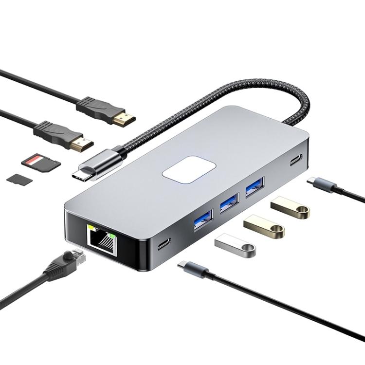 NÖRDIC 1-10 USB-C-telakointiasema 2xHDMI 4K60Hz 3xUSB3.0, 1xUSB-C, 1xRJ45 GigaLan, 1xPD100W, 1xSD & 1xMicroSD