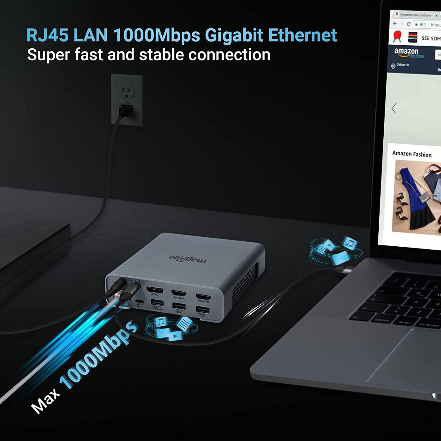 NÖRDIC 1-16 USB-C-telakointiaseman kolminkertainen näyttö 2xHDMI 1xDP 4K60Hz 7xUSB 1xUSB-C PD65W 1xRJ45 1xAudio 1xSD 1xMicro SD Thunderbolt 3/4 USB4