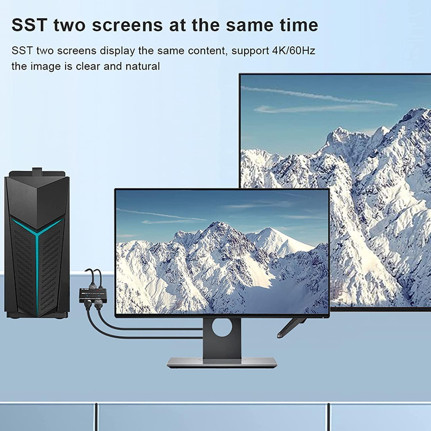 NÖRDIC 1-2 -jakaja 1xDisplayport 1xHDMI:hen ja 1xDisplayport 8K30Hz tuki MST:lle ja HDR:lle