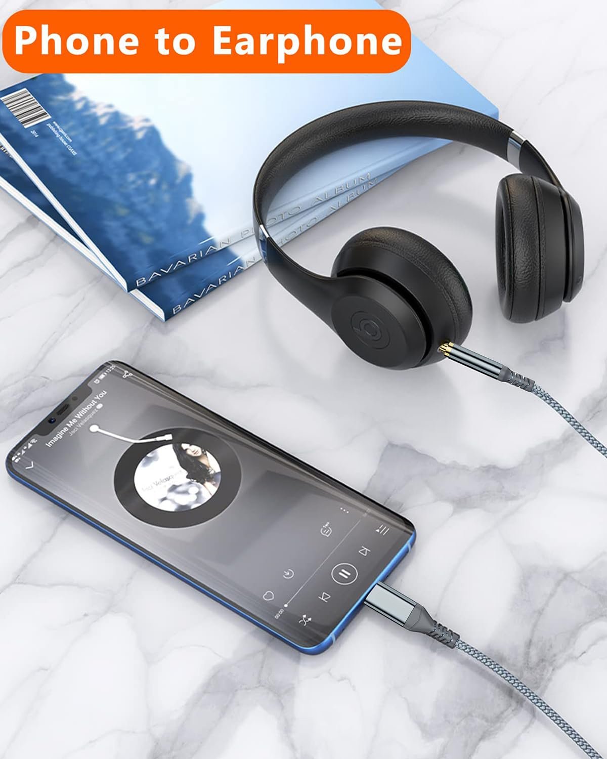 NÖRDIC 1,2 m USB-C - 3,5 mm kuulokeliitäntä AUX-kaapeli