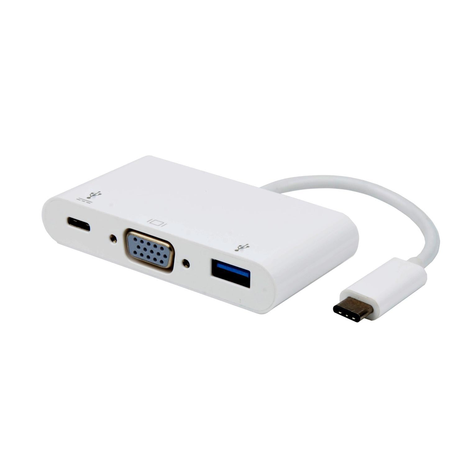 NÖRDIC 1–3 USB C -telakointiasema, jossa 1x VGA 1920x1200 60 Hz,1x USB C, 100 W PD -pikalataus ja 5 Gb/s:n tiedonsiirtonopeus, 1x USB 3.1