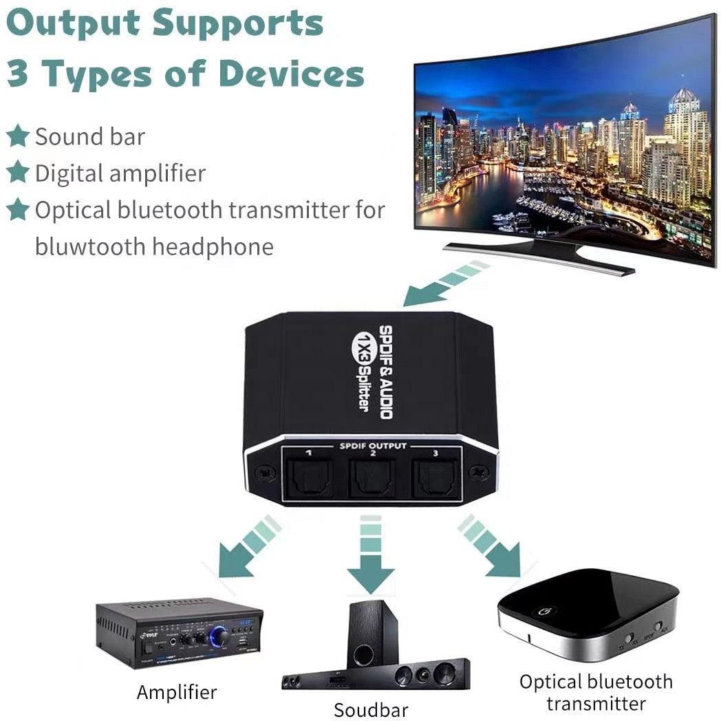 NÖRDIC 1–3-jakaja, optinen audio–SPDIF TOSLINK -kaapeli, 1 m, tukee Dolby Digital DTS 5.1 PCM, LPCM