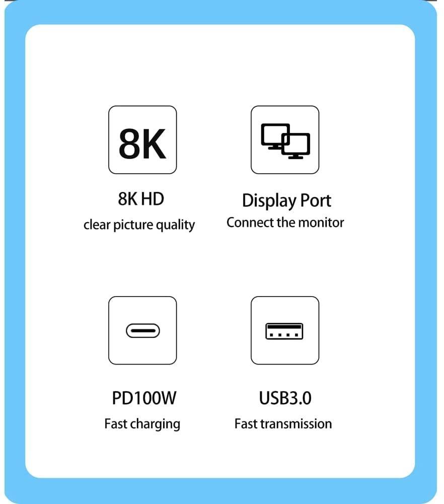 NÖRDIC 1-3 telakointiasema USBC 1xDP 8K60Hz 1xUSBC 100W PD ja 1xUSB-A 5Gbps