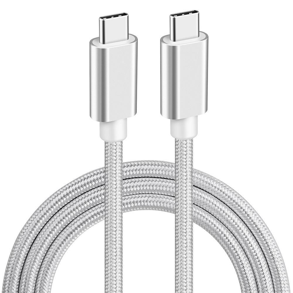 NÖRDIC 15cm USB C 3.1 USB C Nylon Braid Cable Quick Lataus 3A Gen1 5Gbps Power Delivery PD 60W valkoinen