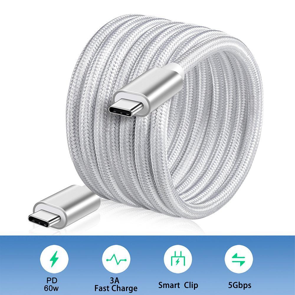 NÖRDIC 15cm USB C 3.1 USB C Nylon Braid Cable Quick Lataus 3A Gen1 5Gbps Power Delivery PD 60W valkoinen