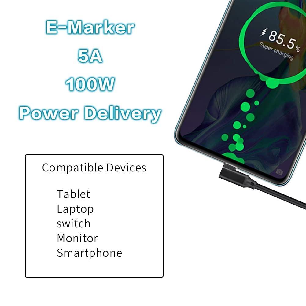 NÖRDIC 1.5m 10Gbps 5A Power Delivery PD100W Emarker USB3.2 Gen2 USB-C to C nylon punottu kaapeli pikalataus