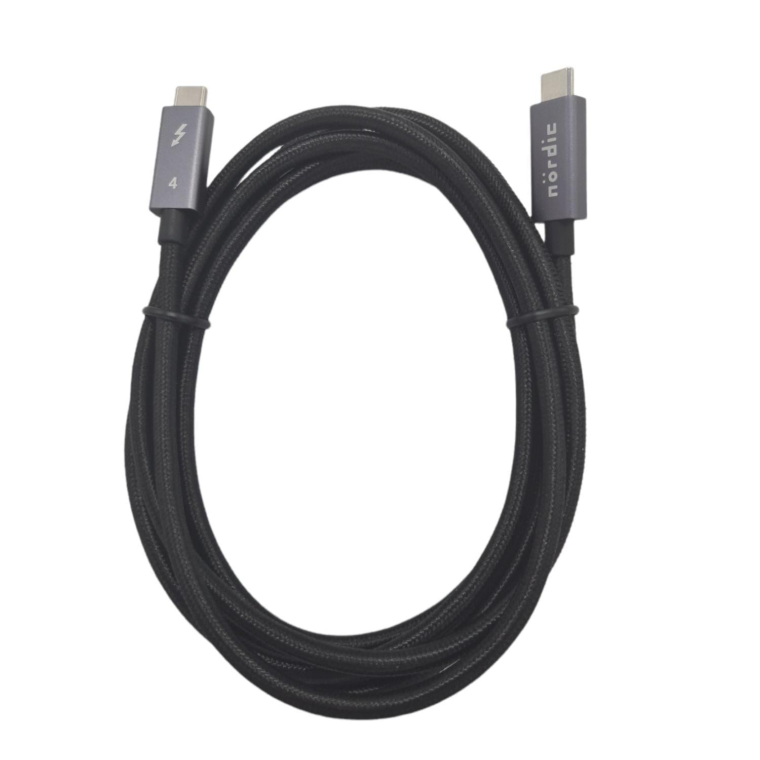 NÖRDIC 1,5 m Thunderbolt 4 USB-C kaapeli 40 Gbps 100 W lataus 8K video yhteensopiva USB 4 ja Thunderbolt 3 kanssa