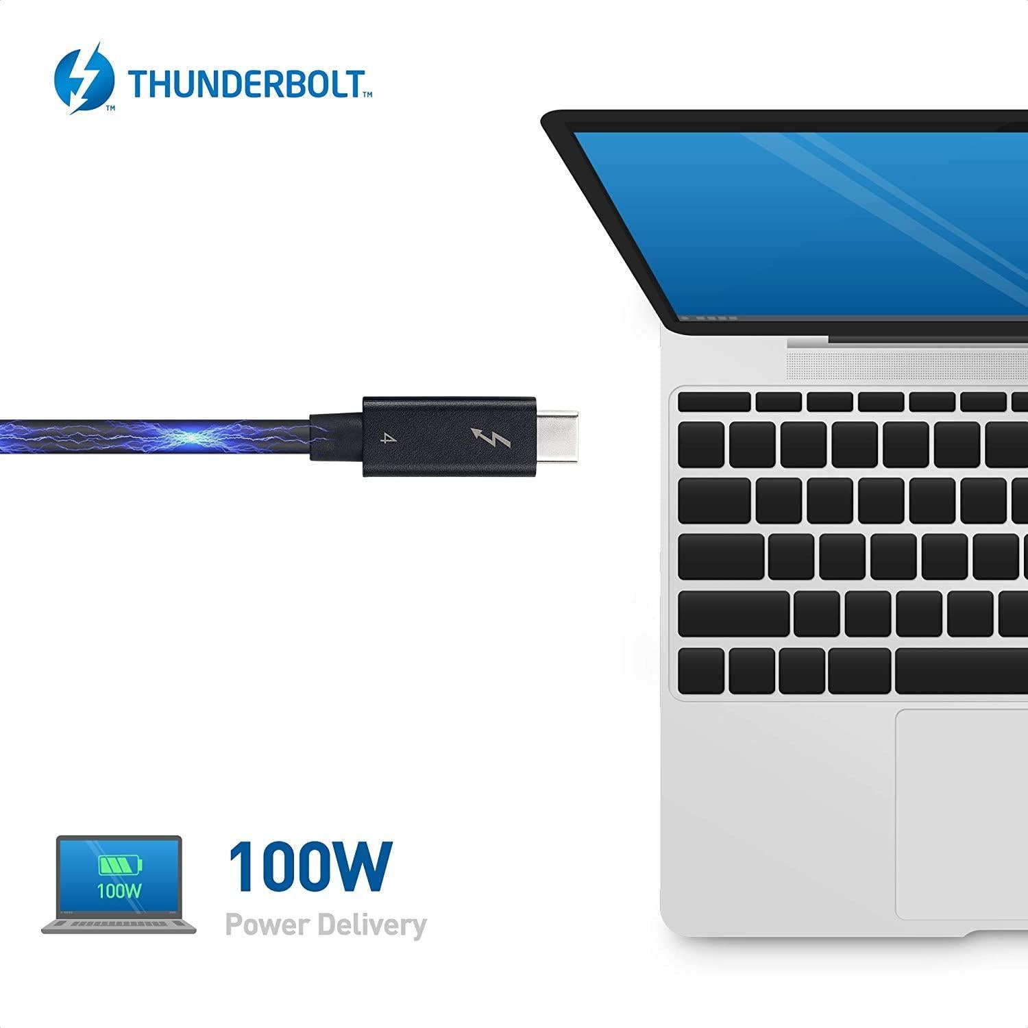 NÖRDIC 1,5 m Thunderbolt 4 USB-C kaapeli 40 Gbps 100 W lataus 8K video yhteensopiva USB 4 ja Thunderbolt 3 kanssa