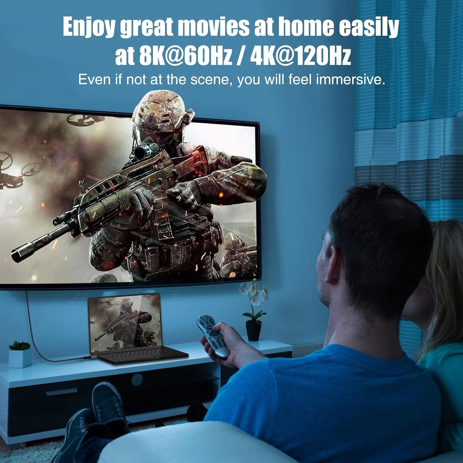 NÖRDIC 15m aktiivinen AOC optinen kuitukaapeli HDMI 2.1 8K 60Hz 4K 120Hz 48Gbps Dynamic HDR, eARC, VRR yhteensopiva RTX 3080 3090 kanssa