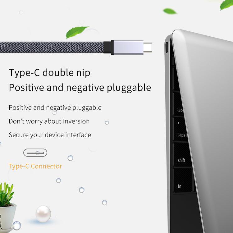 NÖRDIC 1,5 m litteä ja ohut kaapeli USB3.2 Gen2 USB-C to C pikalataus Power Deliveryllä PD100W 5A 10Gbps 4K 60Hz Emarkerilla