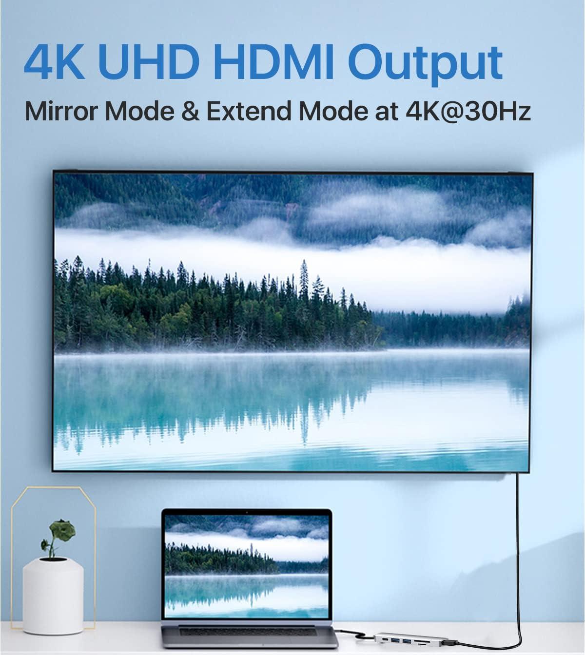 NÖRDIC 1-6 USB C alumiinitelakointiasema 1xHDMI 4K 30Hz 1xUSB-A 3.0 1xUSB-A 2.0 5Gbps 1x USB C PD87W 1xSD/TF-kortinlukija