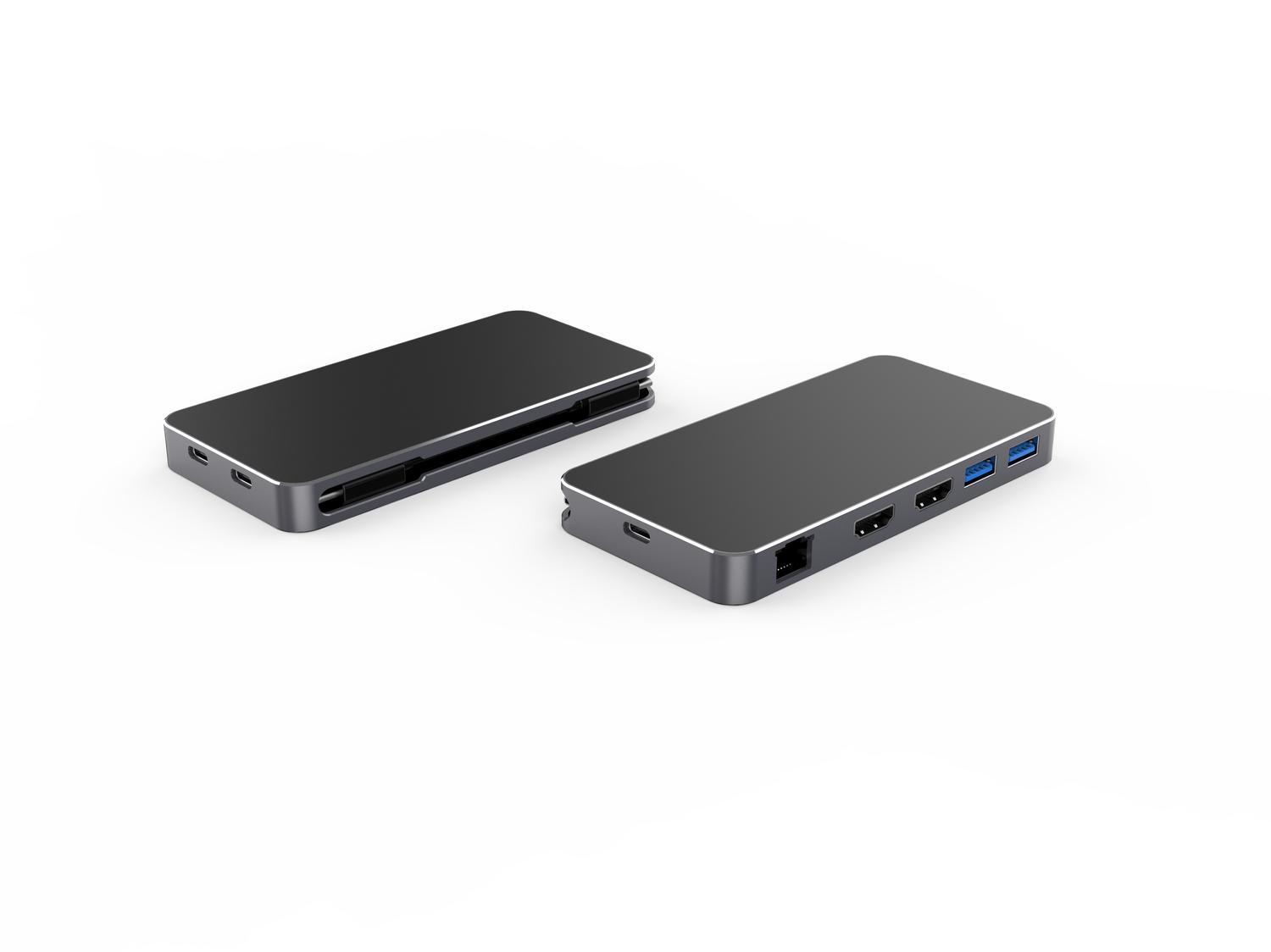 NÖRDIC 1–7 USB-C-telakointiasema kahdelle näytölle 2xHDMI 8K30Hz 4K120Hz PD3.0 100W 2xUSB-A 1xUSB-C 1xRJ45 Giga Macbook M1 & M2