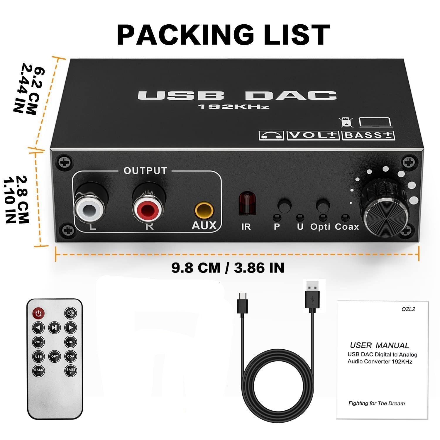 NÖRDIC 192 kHz USB DAC Digitaalinen–Analoginen Äänimuunnin, USB/Optinen/SPDIF/Koaksiaalinen Analogiseen Stereo RCA L/R 3,5 mm
