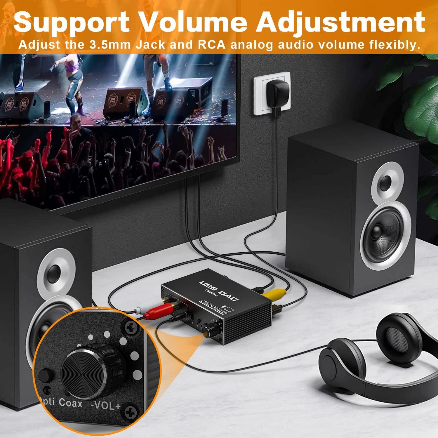 NÖRDIC 192 kHz USB DAC Digitaalinen–Analoginen Äänimuunnin, USB/Optinen/SPDIF/Koaksiaalinen Analogiseen Stereo RCA L/R 3,5 mm