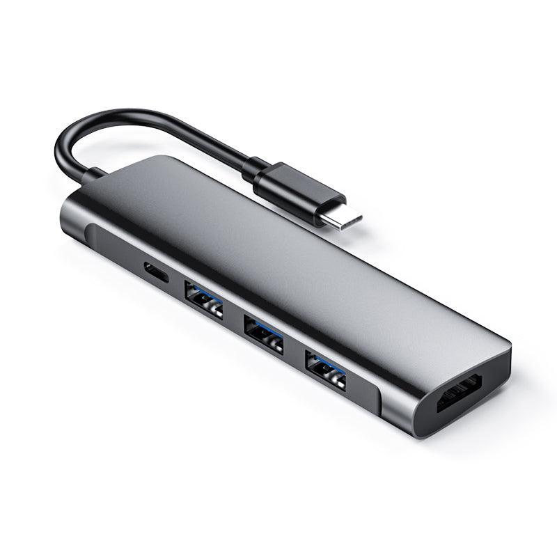 NÖRDIC 1-in-5 USB C -telakointiasema 1x HDMI 4K 30 Hz, 1x USB C PD 60 W, 3x USB3.1 5 Gb/s, alumiinia, Space Grey