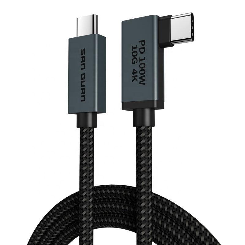 NÖRDIC 1m 10Gbps 5A Power Delivery PD100W Emarker USB3.2 Gen2 USB-C to C nylon punottu kaapeli pikalataus musta