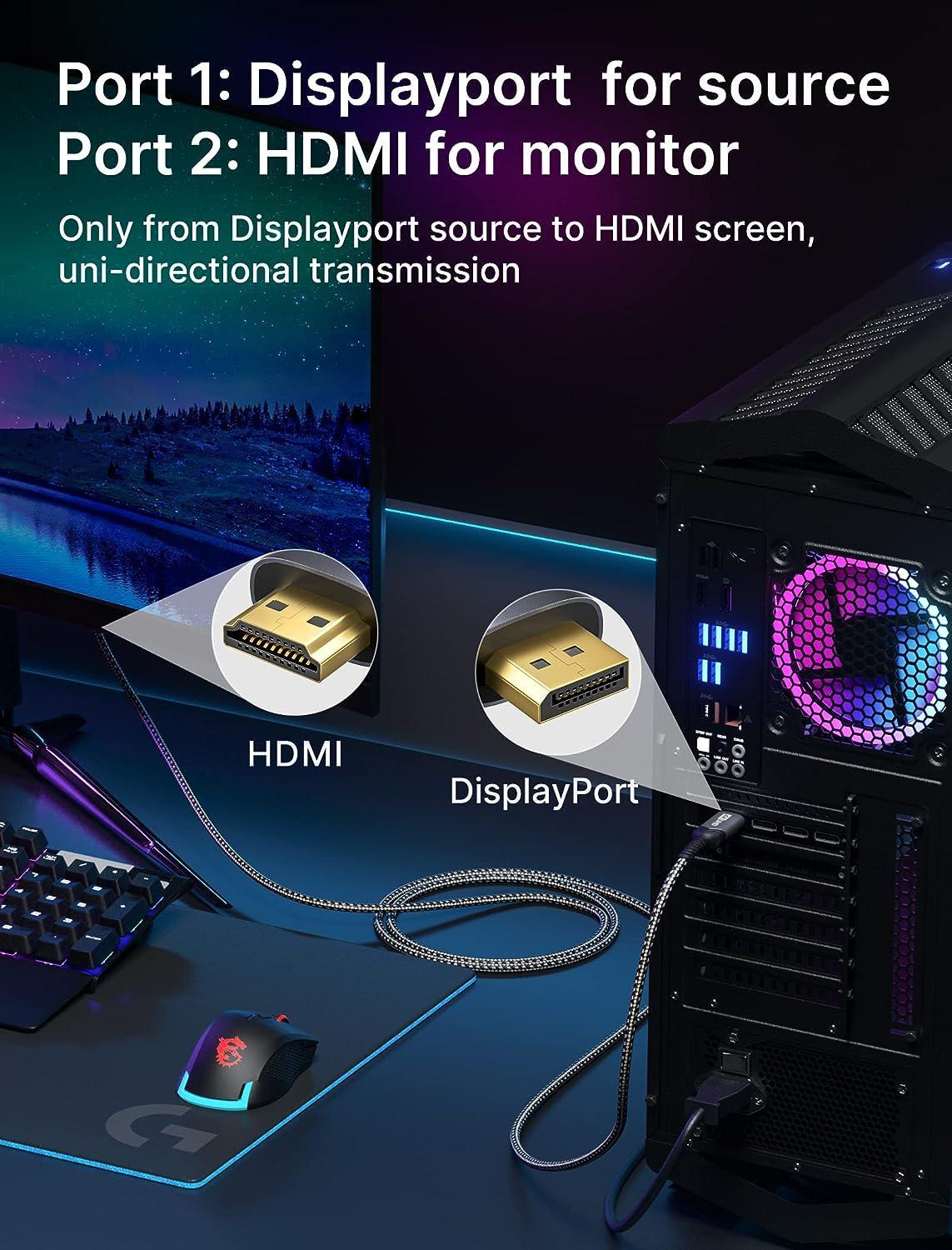 NÖRDIC 1m Displayport HDMI 4K60Hz Dynamic HDR 18Gbps